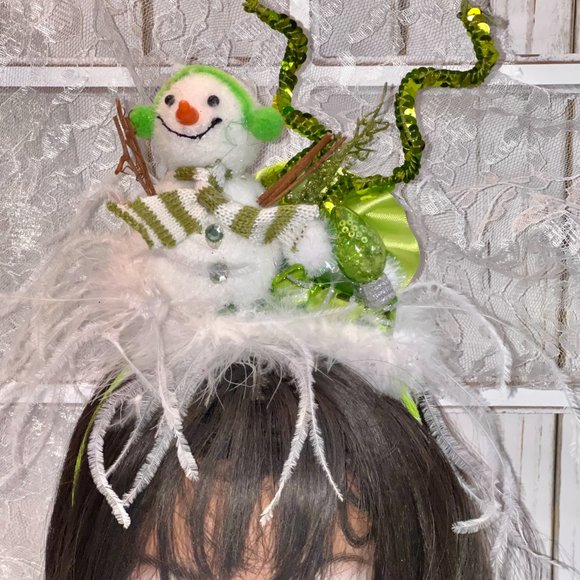 Christmas Neon Green Snowman Headband - Christmas Top hat| Tacky Christmas Party main image 10